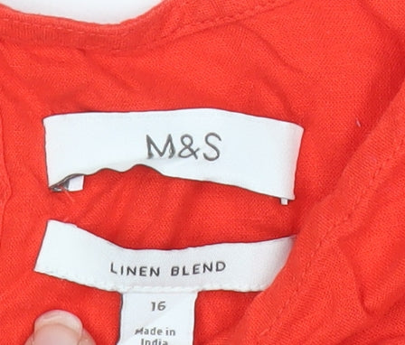 Womens UK Size 16 Marks and Spencer Red Tunic Blouse