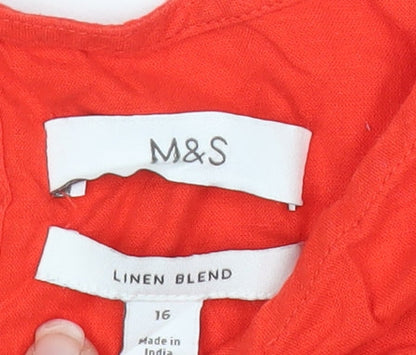 Womens UK Size 16 Marks and Spencer Red Tunic Blouse