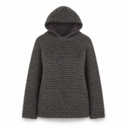 Front view of Imoga Teens Grey Pullover Hoodie, size 8, Fleece Lined Winter Top