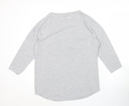Roman Women’s Grey Butterfly Rhinestone Long Sleeve T-Shirt Size 10