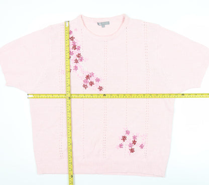 Womens UK Size XL Mia Moda Pink Pullover Jumper