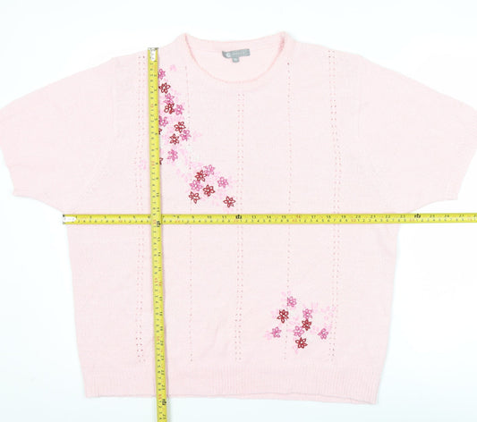 Womens UK Size XL Mia Moda Pink Pullover Jumper