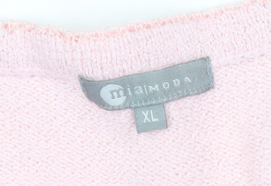Womens UK Size XL Mia Moda Pink Pullover Jumper