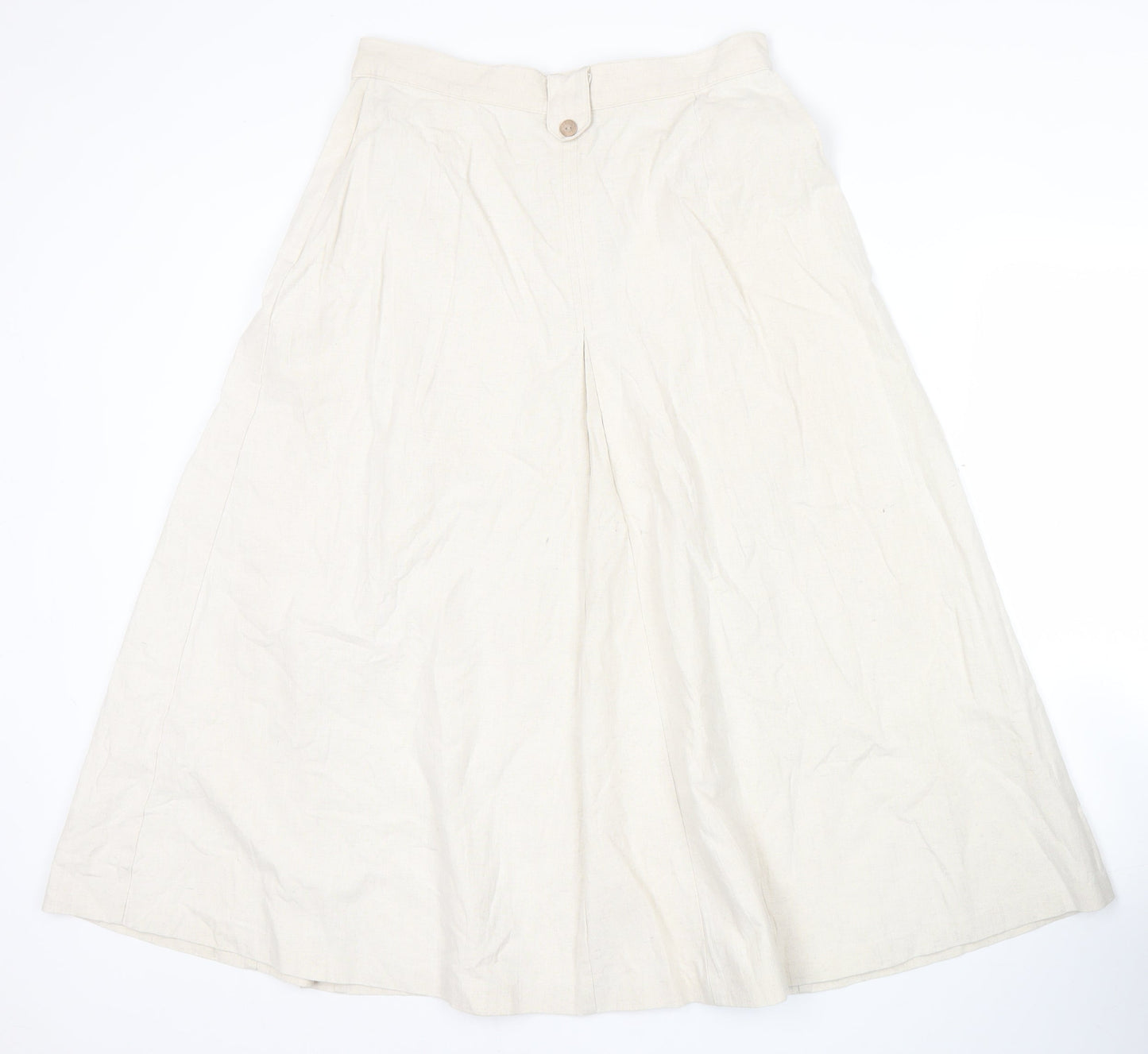 Marks and Spencer St Michael Womens Beige Linen Cotton A-Line Midi Skirt Size 16