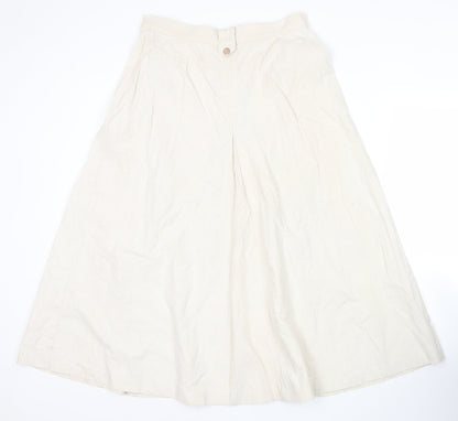 Marks and Spencer St Michael Womens Beige Linen Cotton A-Line Midi Skirt Size 16