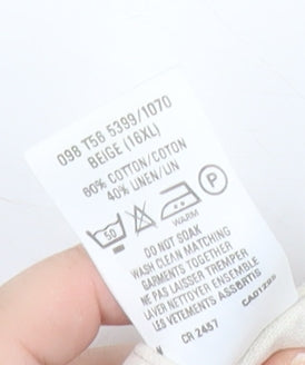 Marks and Spencer St Michael Womens Beige Linen Cotton A-Line Midi Skirt Size 16