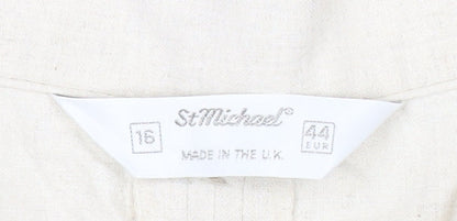 Marks and Spencer St Michael Womens Beige Linen Cotton A-Line Midi Skirt Size 16