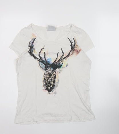 Womens UK Size S VERO MODA White Basic T-Shirt