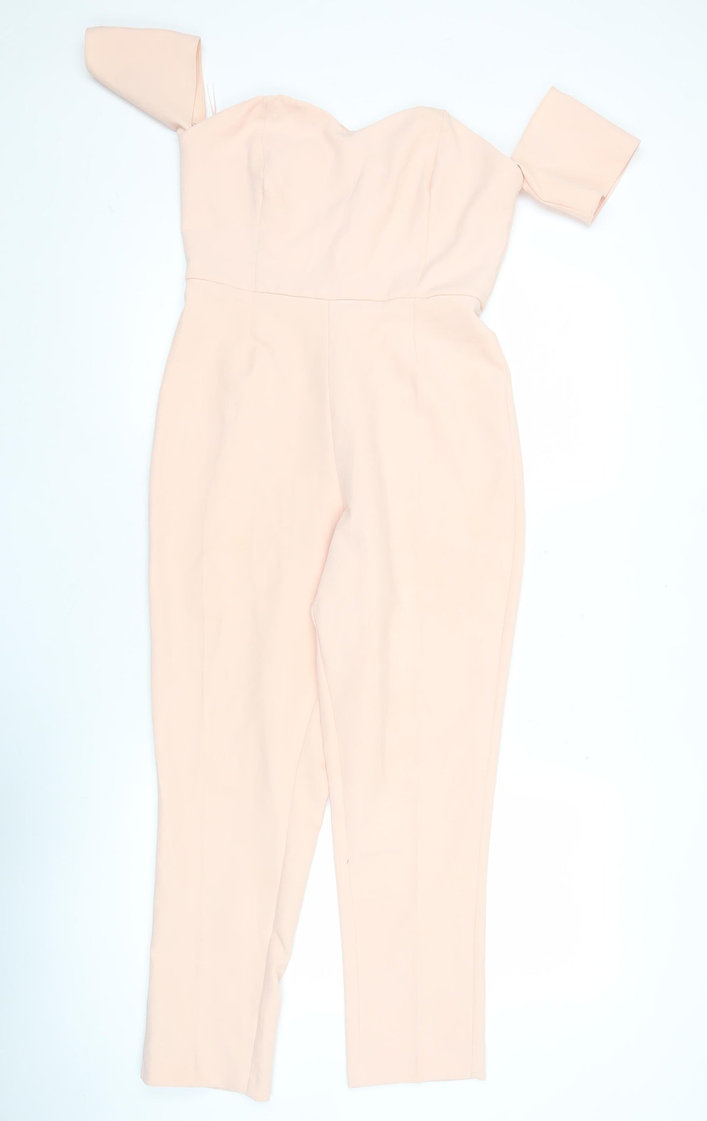 Very Petite Women’s Beige One Shoulder Jumpsuit Size 8