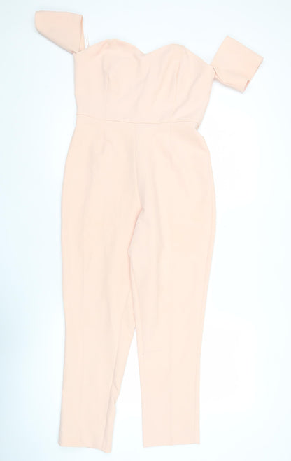 Very Petite Women’s Beige One Shoulder Jumpsuit Size 8