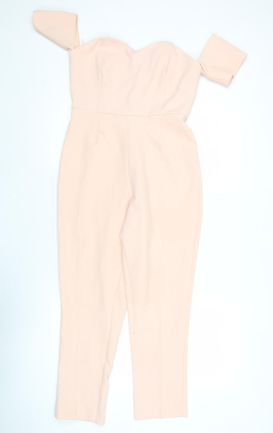 Very Petite Women’s Beige One Shoulder Jumpsuit Size 8