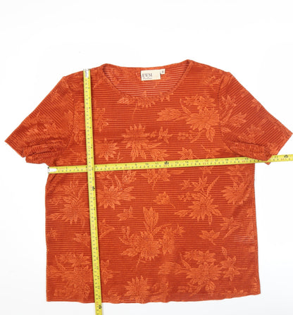 EWM Women’s Orange Floral Short Sleeve T-Shirt Size M