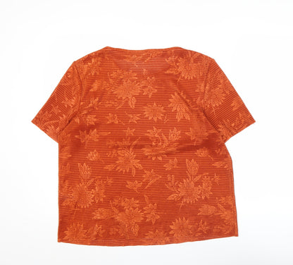 EWM Women’s Orange Floral Short Sleeve T-Shirt Size M