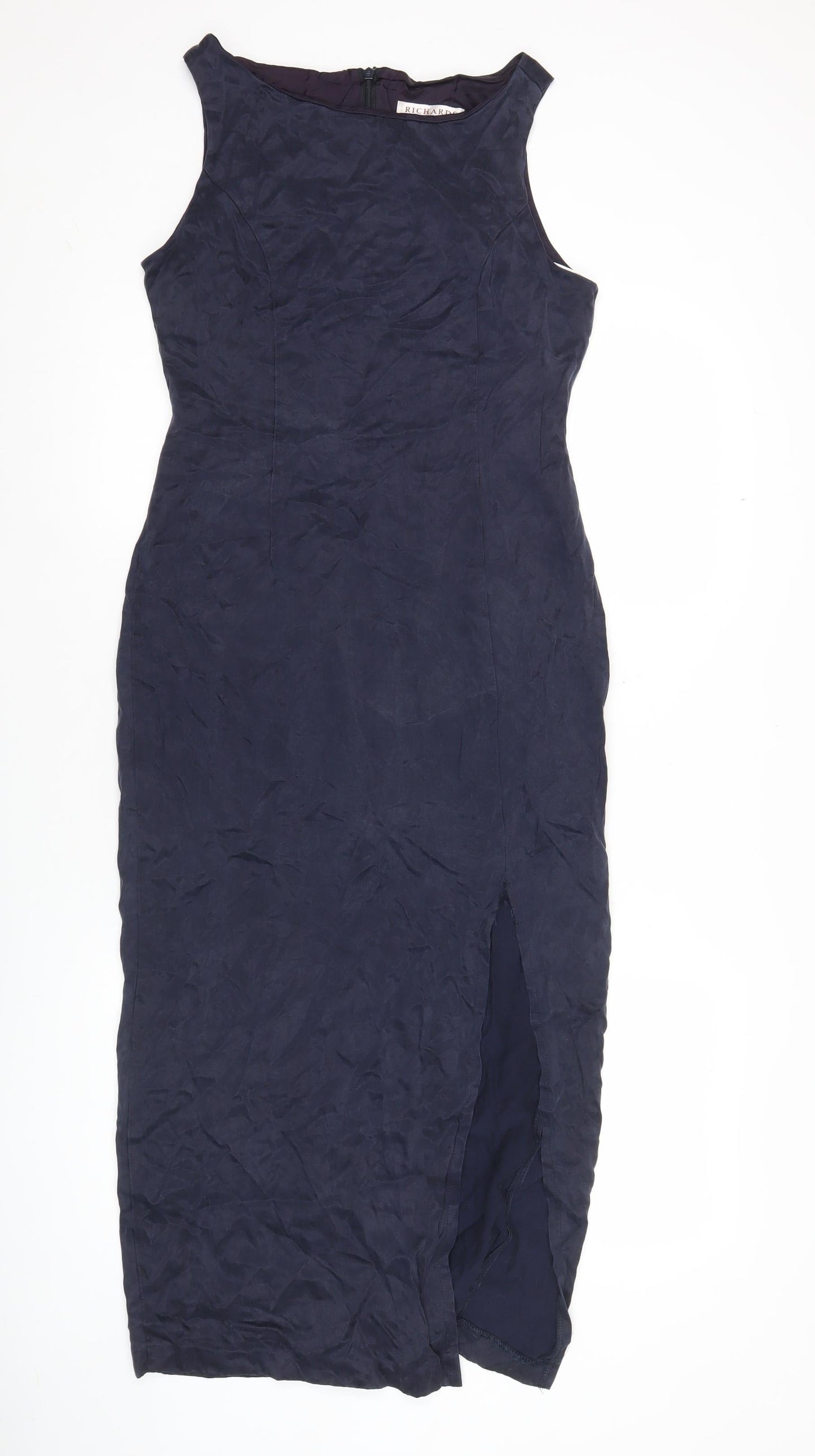 Richards Women’s Blue Cupro Sheath Midi Dress Size 10 Sleeveless