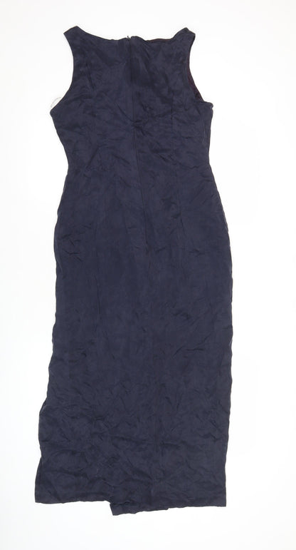 Richards Women’s Blue Cupro Sheath Midi Dress Size 10 Sleeveless