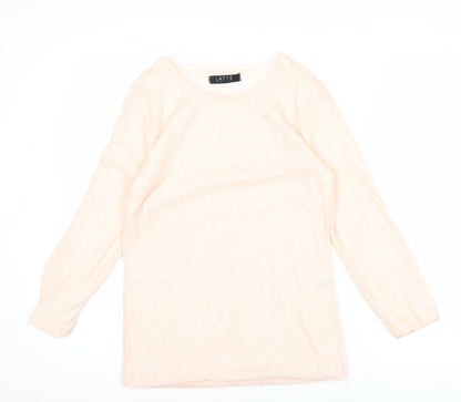 Latte Womens Beige Knit Blouse Crew Neck Long Sleeve Size M