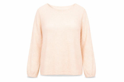 Latte Womens Beige Knit Blouse Crew Neck Long Sleeve Size M