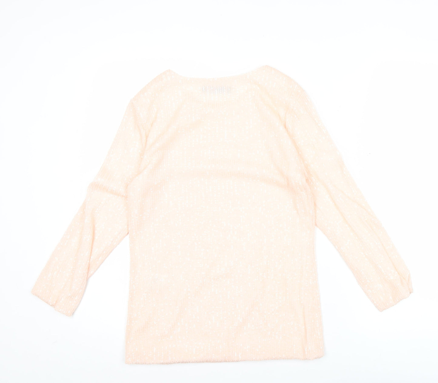 Latte Womens Beige Knit Blouse Crew Neck Long Sleeve Size M