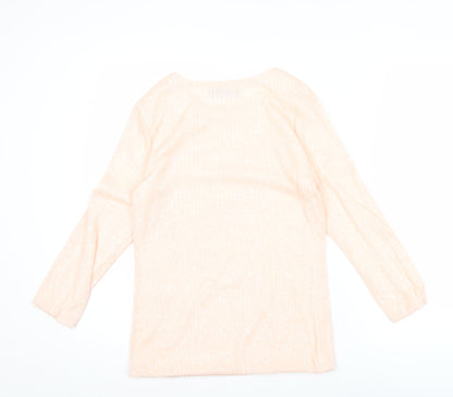 Latte Womens Beige Knit Blouse Crew Neck Long Sleeve Size M