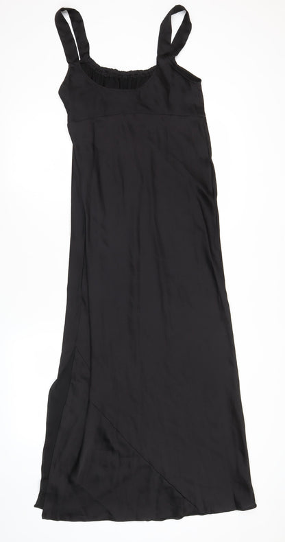 ASOS DESIGN Women’s Black Midi Slip Dress Size 12 Scoop Neck