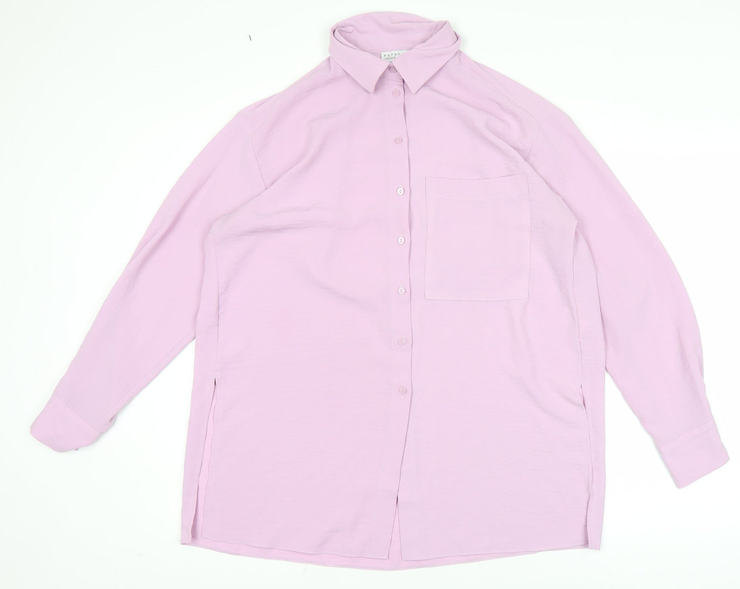 Papaya Women Pink Size 8 Long Sleeve Button-Up Shirt