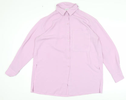 Papaya Women Pink Size 8 Long Sleeve Button-Up Shirt
