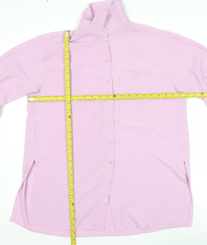 Papaya Women Pink Size 8 Long Sleeve Button-Up Shirt