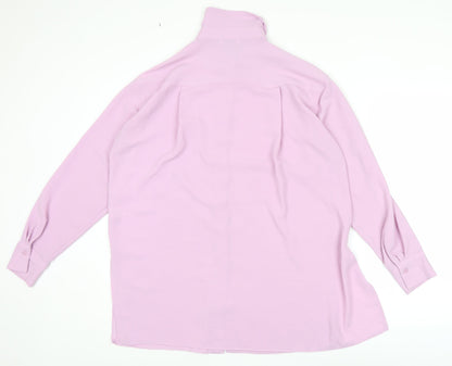 Papaya Women Pink Size 8 Long Sleeve Button-Up Shirt