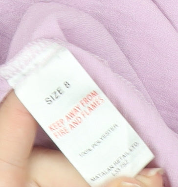 Papaya Women Pink Size 8 Long Sleeve Button-Up Shirt