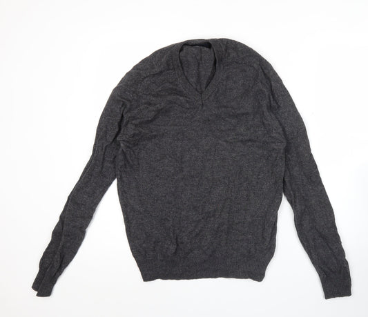 Blue Harbour Men's Grey Wool V-Neck Jumper Pullover L
