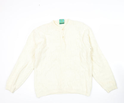 Womens UK Size 14 Canda Ivory Henley Jumper