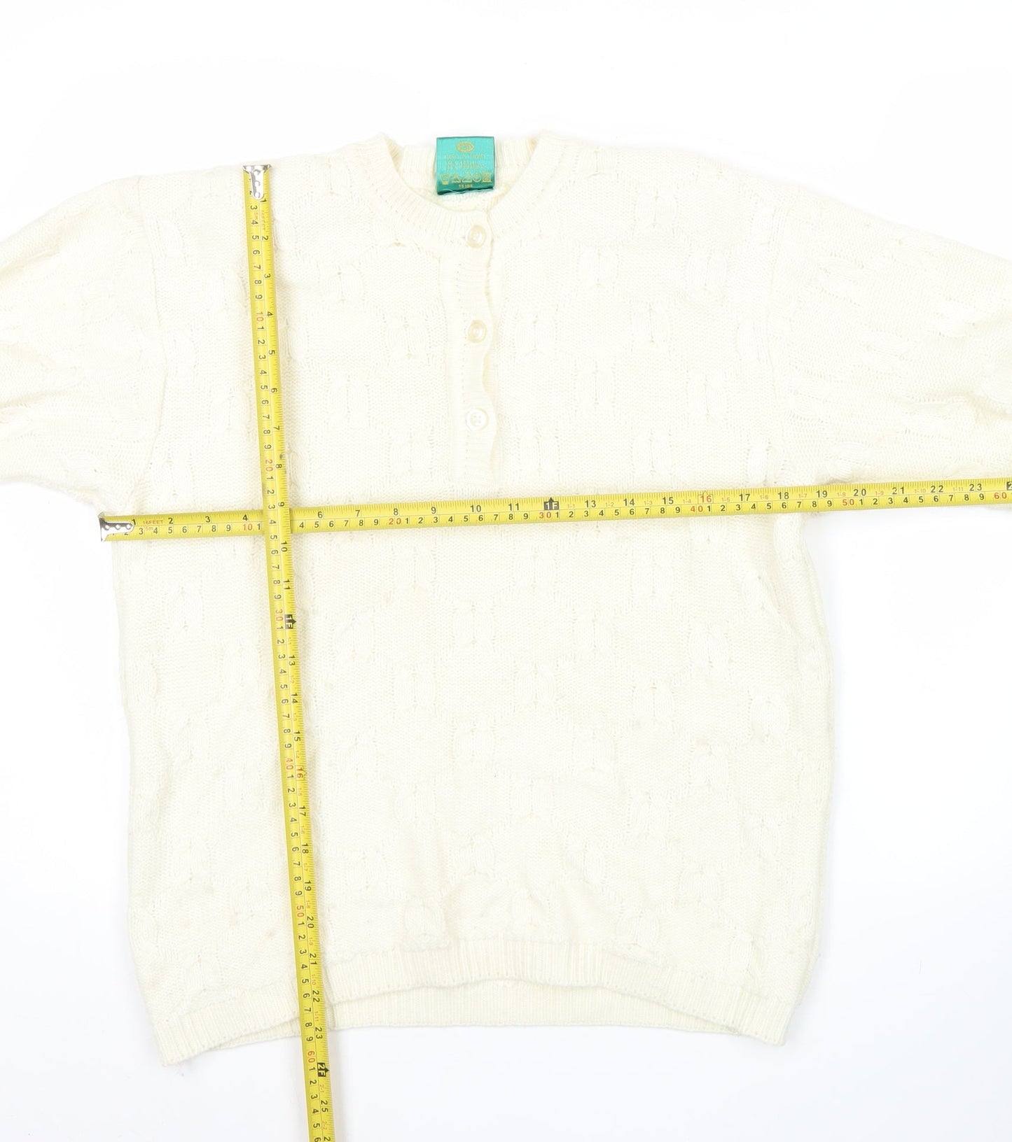 Womens UK Size 14 Canda Ivory Henley Jumper