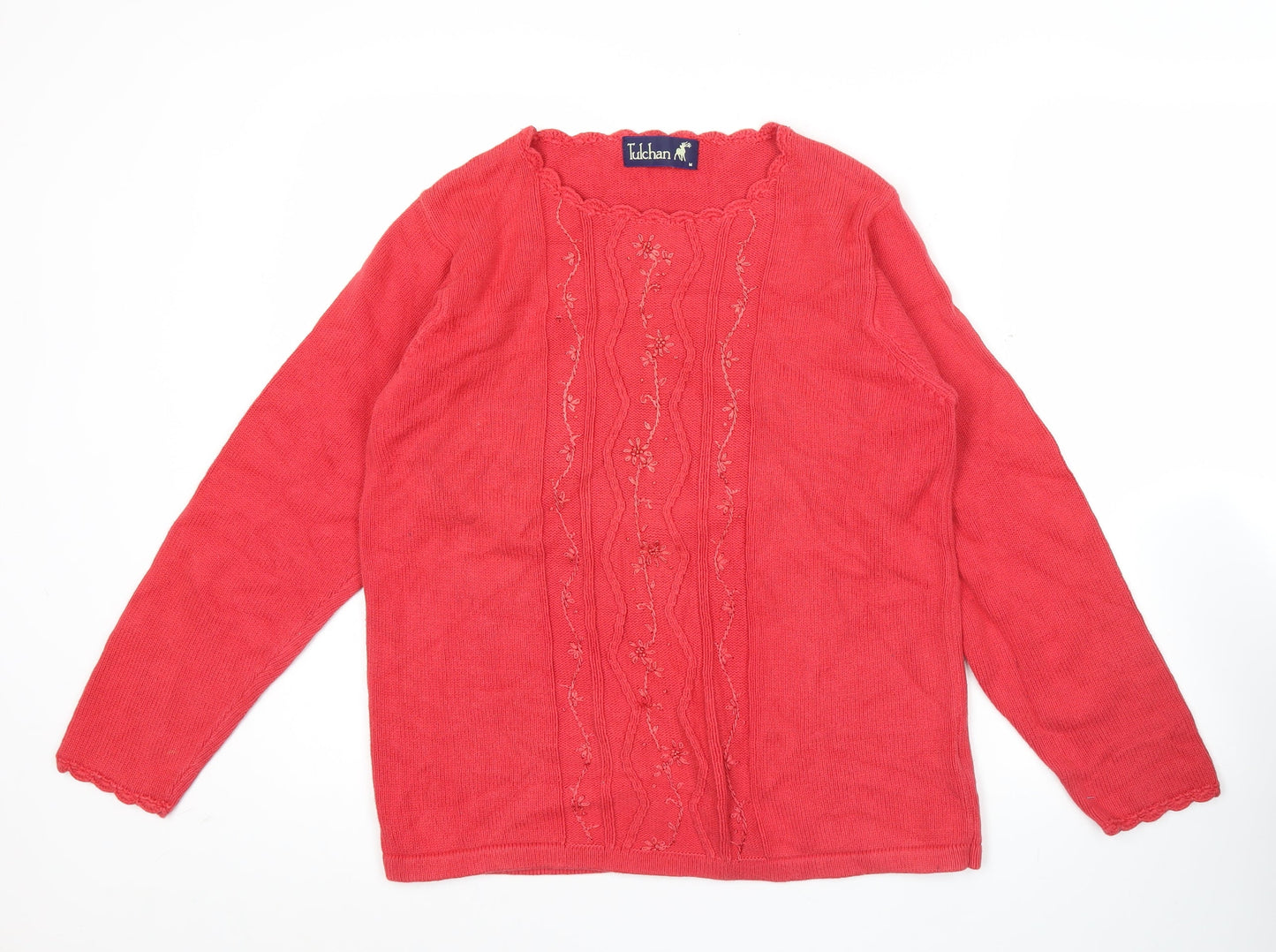 Womens UK Size M Tulchan Red Pullover Jumper