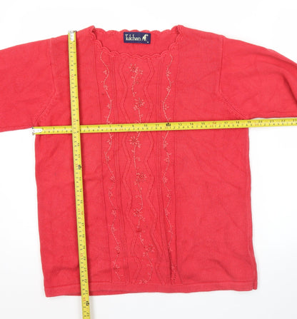 Womens UK Size M Tulchan Red Pullover Jumper