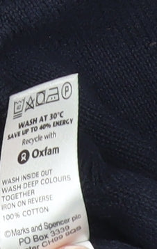 Marks and Spencer Men’s Blue Cotton Crew Neck Pullover Jumper M