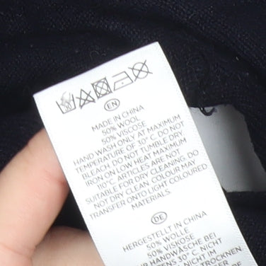 Hobbs Womens Black Wool Viscose Jumper Size 10 Crew Neck 3/4 Sleeve