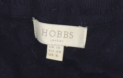 Hobbs Womens Black Wool Viscose Jumper Size 10 Crew Neck 3/4 Sleeve