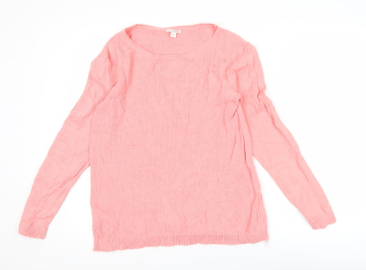 Gap Women’s Pink Cotton Pullover Jumper Size M Scoop Neck Knit