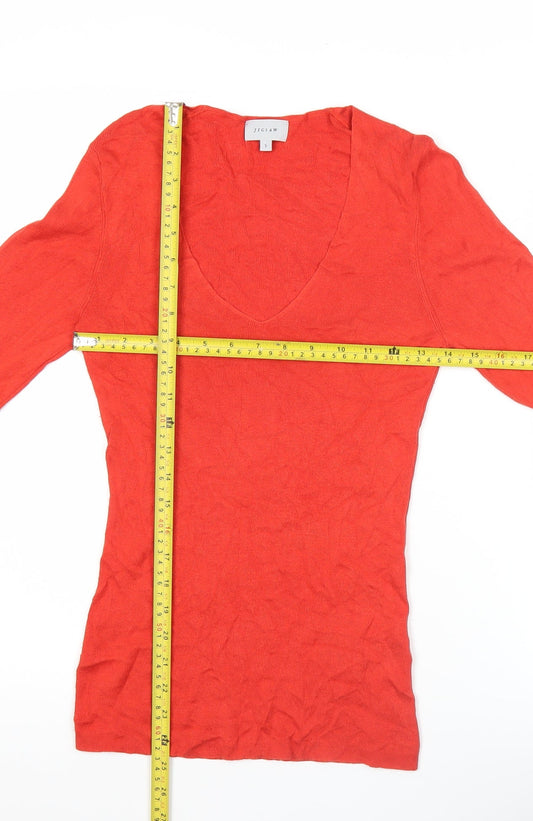 Jigsaw Womens Red Silk Blend V-Neck Pullover Jumper Size S