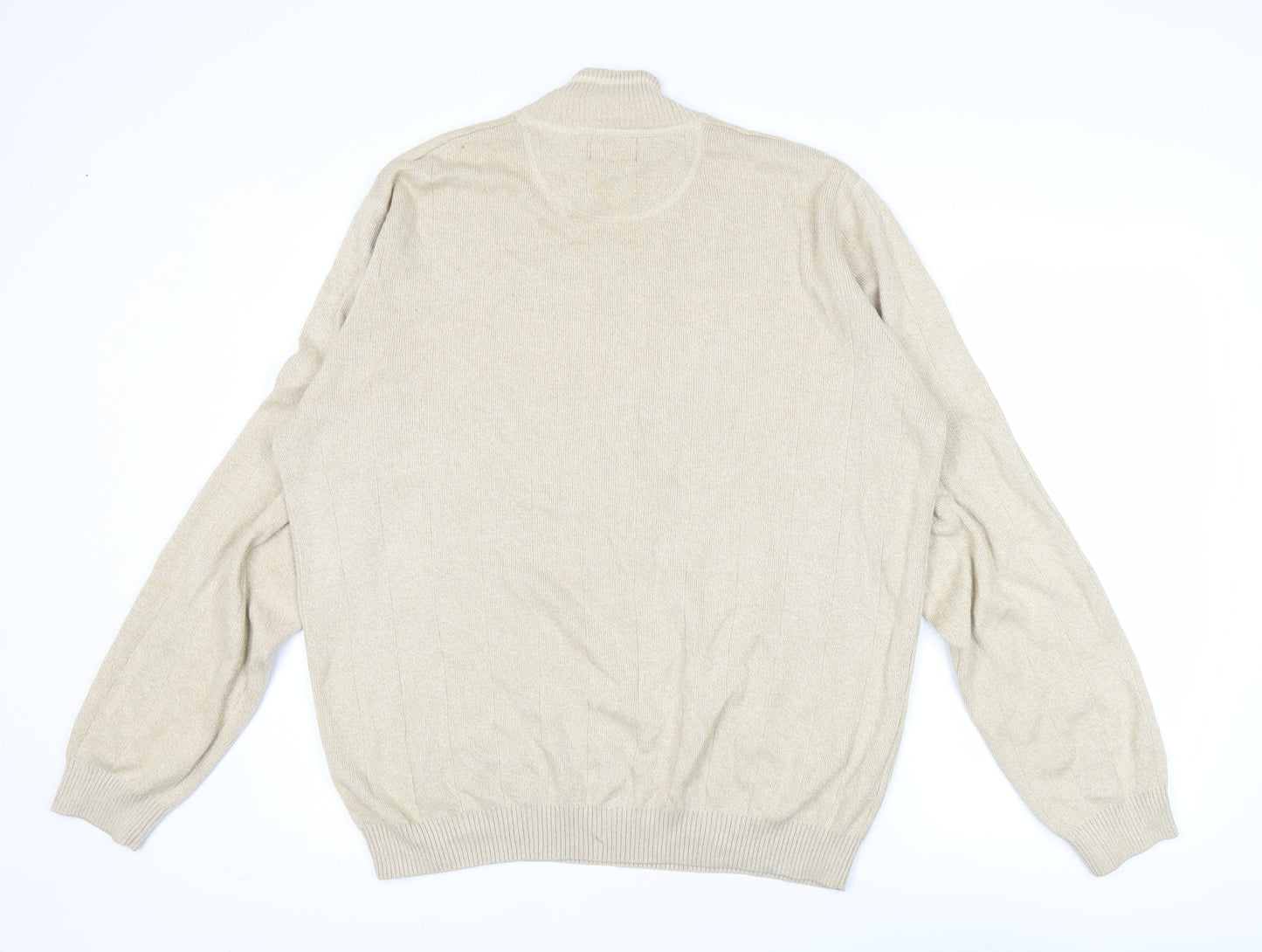 Thomas Nash Men’s Beige Cotton Mock Neck Jumper Size L