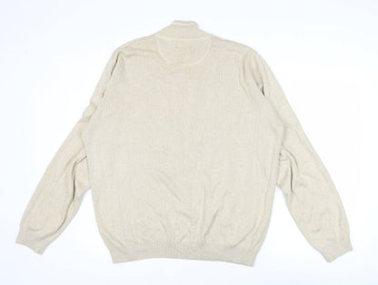 Thomas Nash Men’s Beige Cotton Mock Neck Jumper Size L