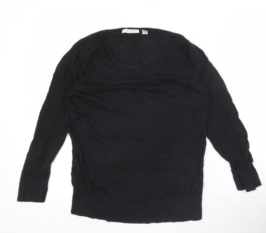 Uniqlo Men's Black Medium Pullover Jumper Linen Cotton Blend