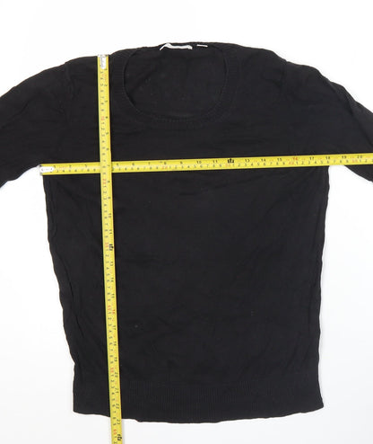 Uniqlo Men's Black Medium Pullover Jumper Linen Cotton Blend