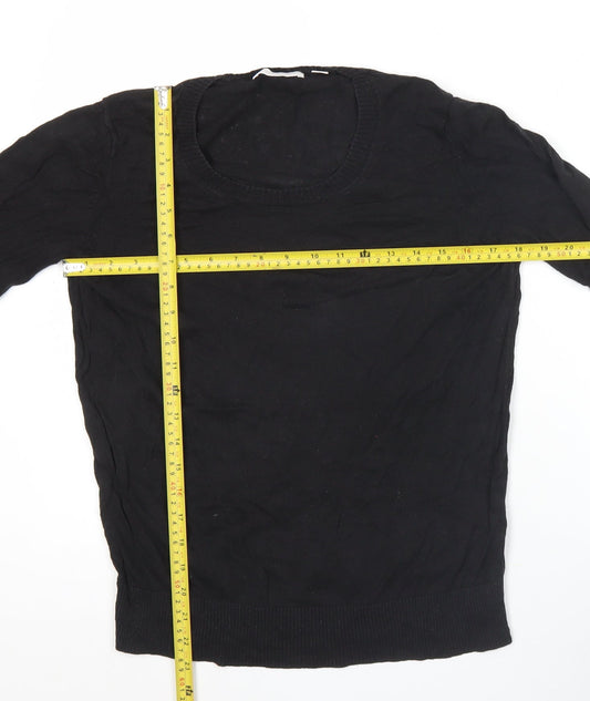 Uniqlo Men's Black Medium Pullover Jumper Linen Cotton Blend