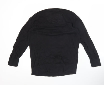 Uniqlo Men's Black Medium Pullover Jumper Linen Cotton Blend