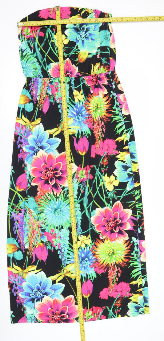 South Womens Multicoloured Floral Bodycon Dress Size 12 Strapless Party