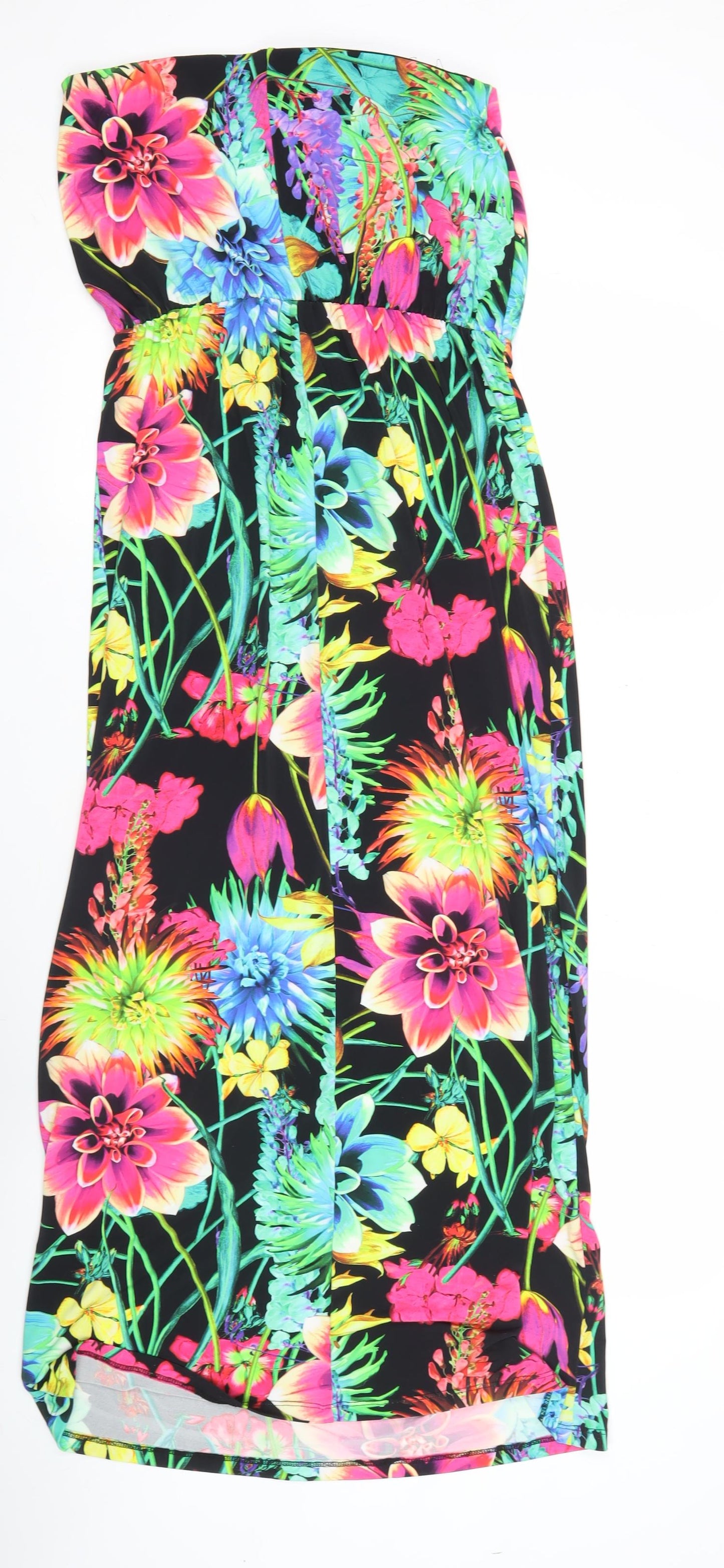 South Womens Multicoloured Floral Bodycon Dress Size 12 Strapless Party