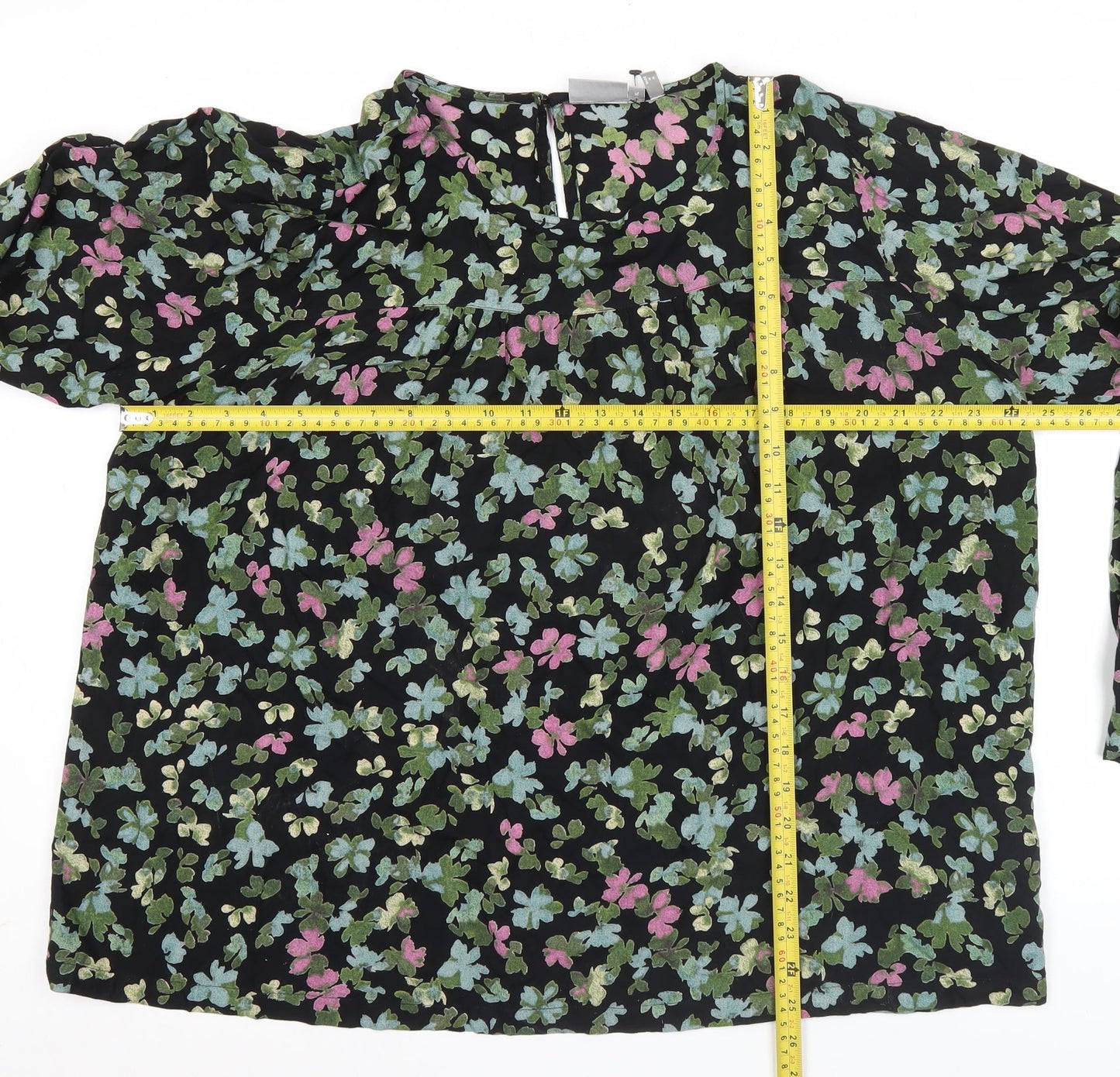 Womens UK Size XL Fransa Black Tunic Blouse