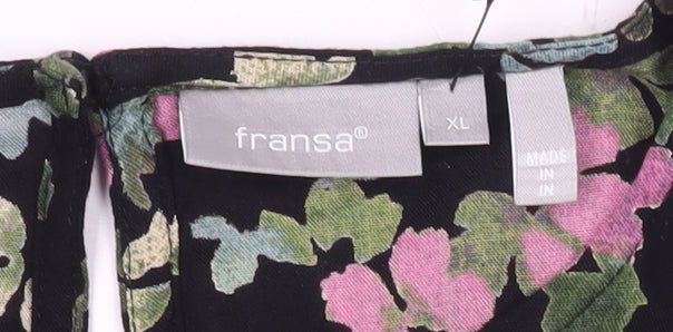 Womens UK Size XL Fransa Black Tunic Blouse