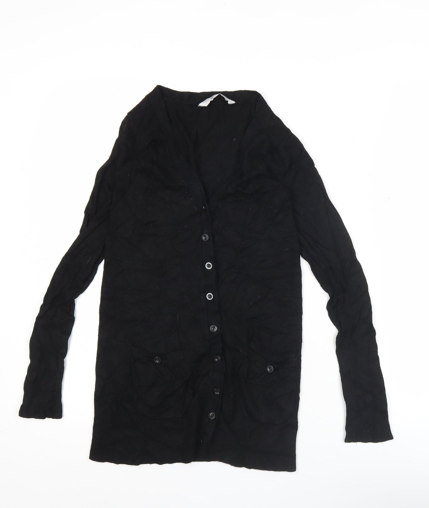 Pull and Bear Womens Black Cardigan Size S Long Sleeve V-Neck Knit